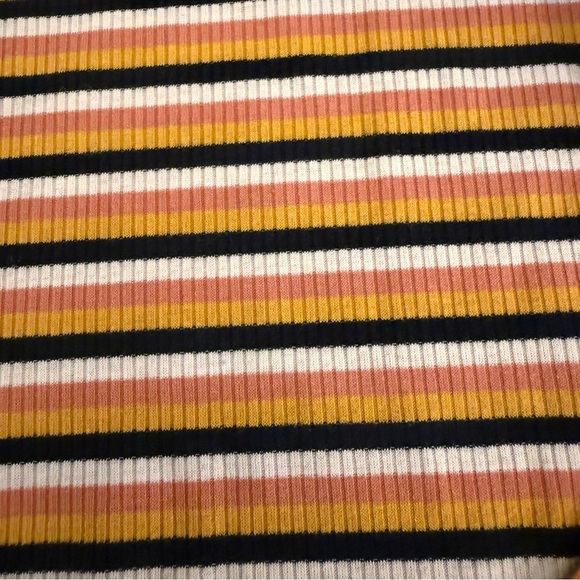 Divided Mock Neck Y2K Striped Long Sleeve Crop Top - Picture 5 of 5